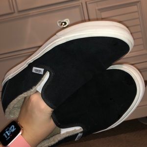 Black Vans with Fur on the inside !